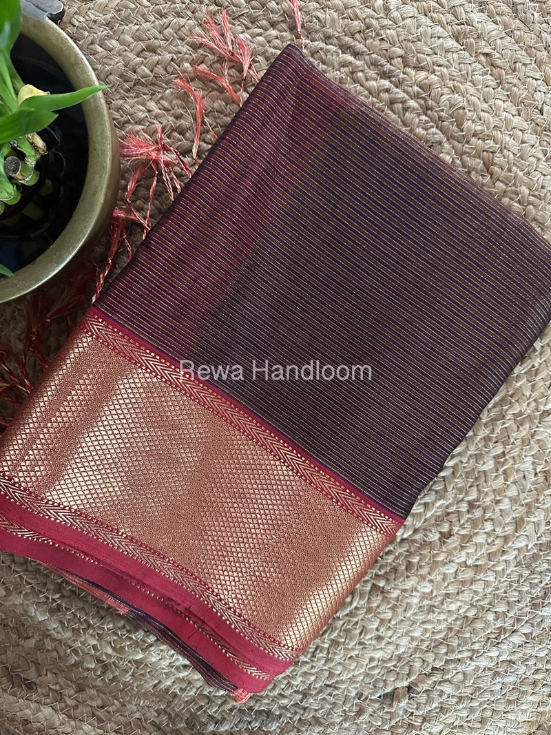 Exclusive Maheshwari Brown Tissue Silk Saree ZTS0137