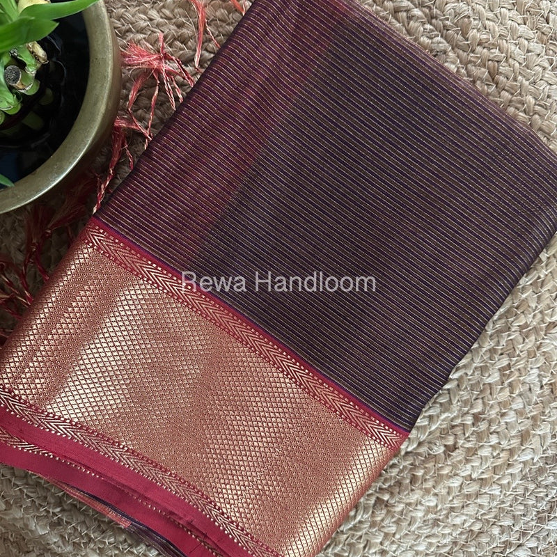 Exclusive Maheshwari Brown Tissue Silk Saree ZTS0137