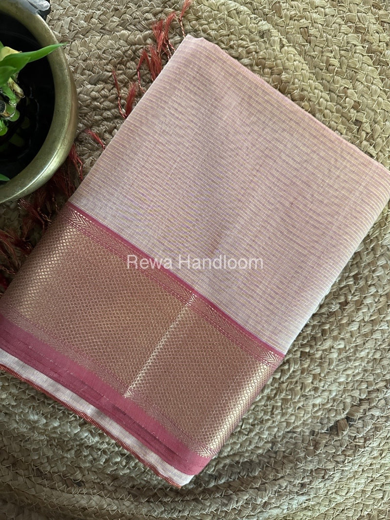 Exclusive Maheshwari Light Peach Tissue Silk Saree ZTS0139