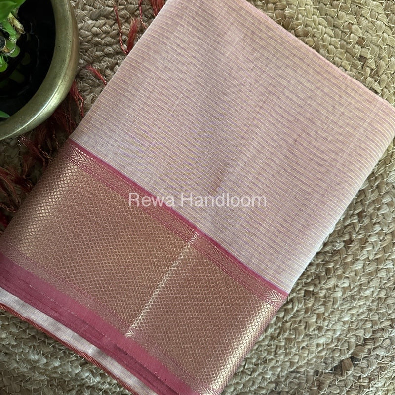 Exclusive Maheshwari Light Peach Tissue Silk Saree ZTS0139