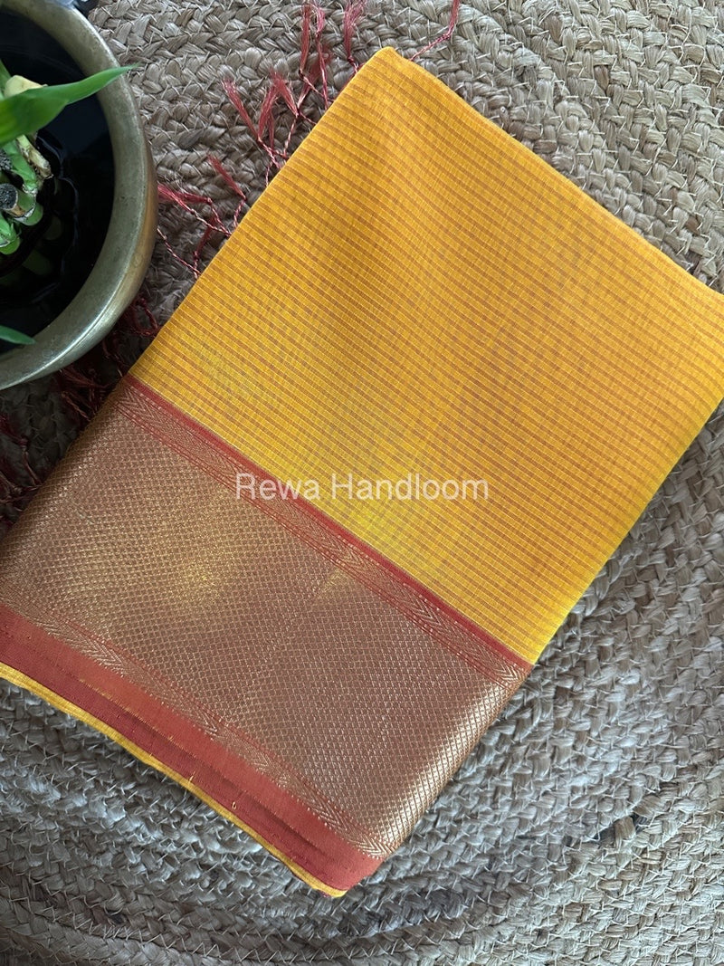 Exclusive Maheshwari Yellow Tissue Silk Saree ZTS0135