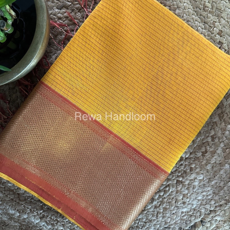 Exclusive Maheshwari Yellow Tissue Silk Saree ZTS0135