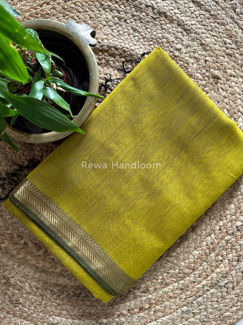 Maheshwari Mustard Green Gicha Weaving Saree GPS016