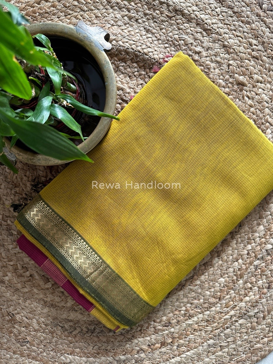 Maheshwari Turmeric Yellow Rasta Lehar Saree RL010