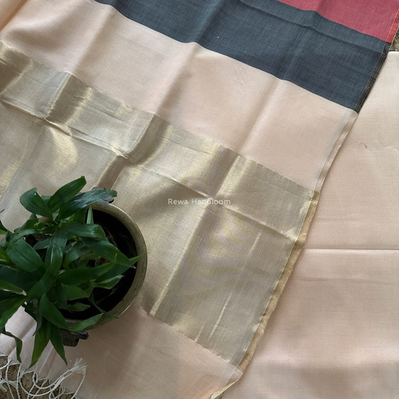 Maheshwari Peach Four Paddle Top-Dupatta FPSS02