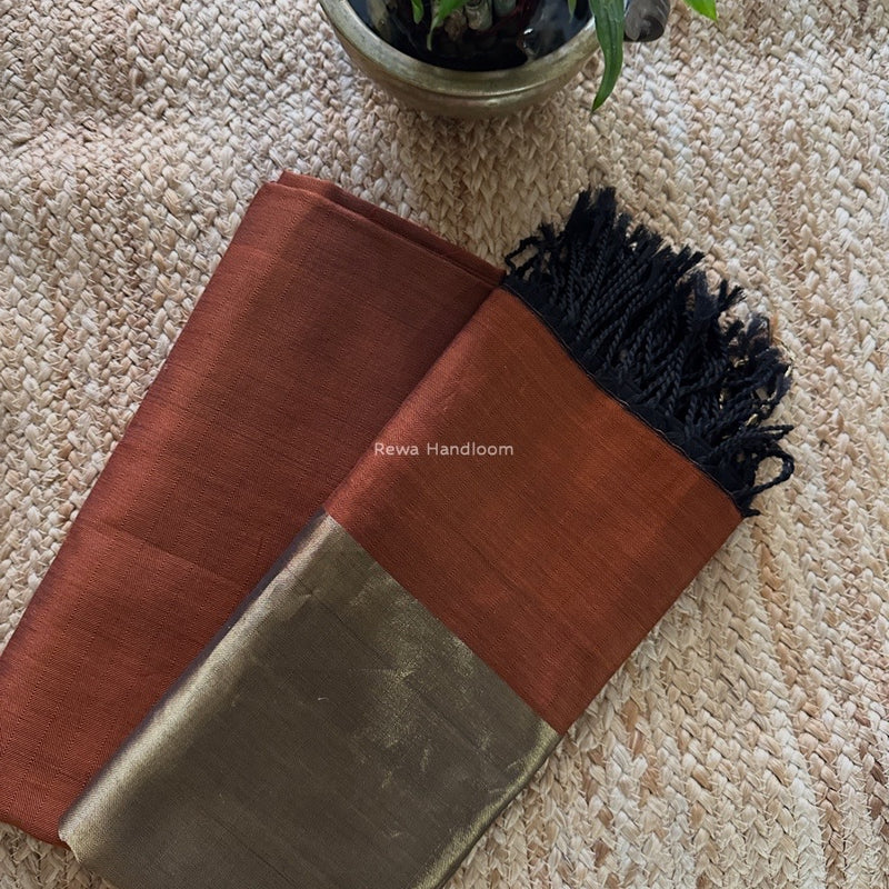 Maheshwari Rust Four Pedal Top-Dupatta FPSS03