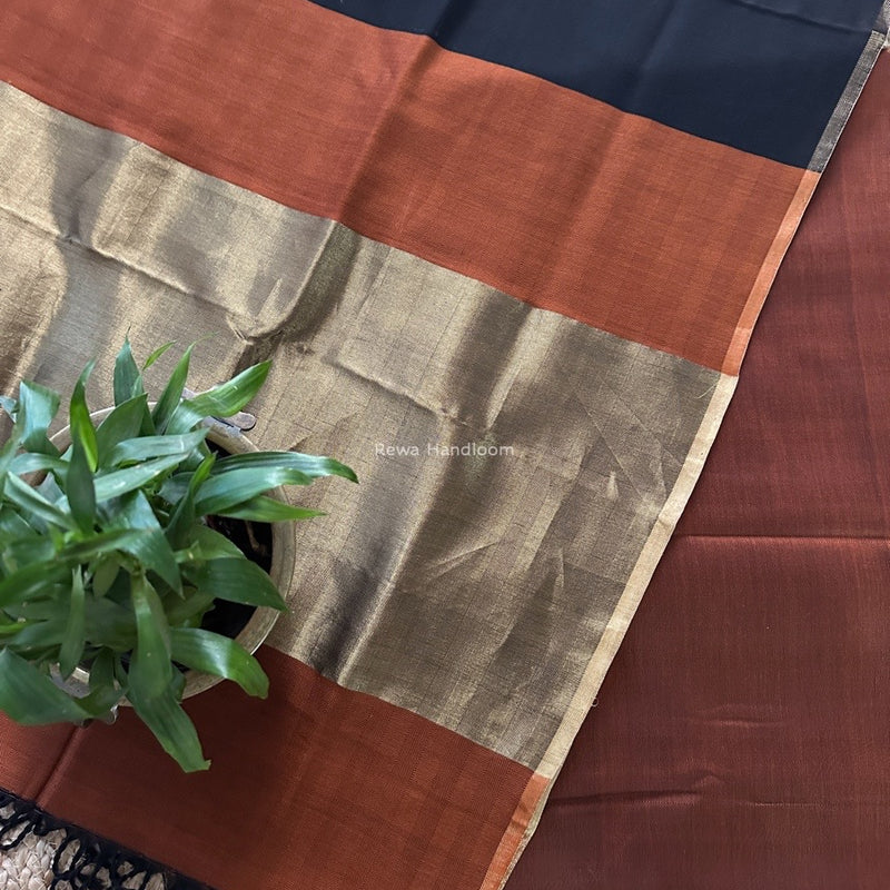 Maheshwari Rust Four Pedal Top-Dupatta FPSS03
