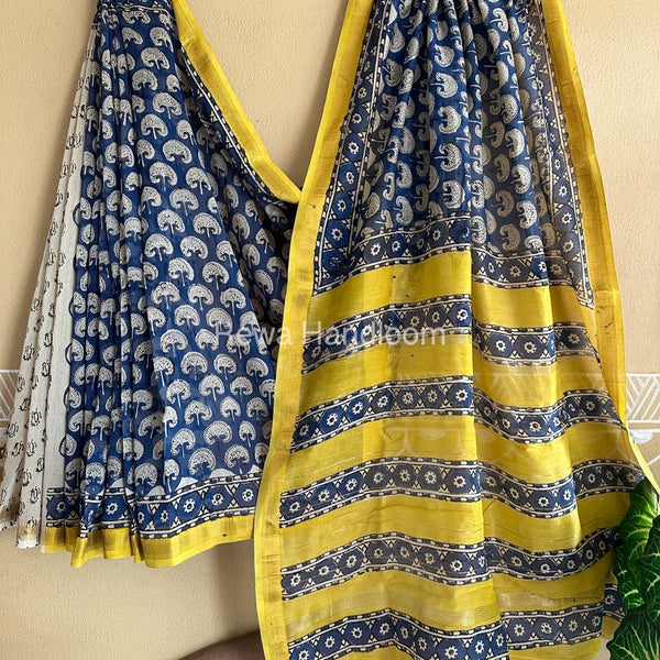 Chanderi Printed Zari Border Saree