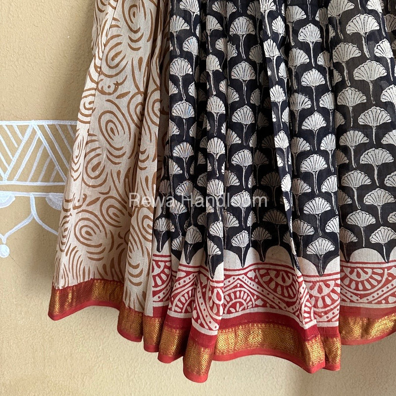 Chanderi Printed Zari Border Saree