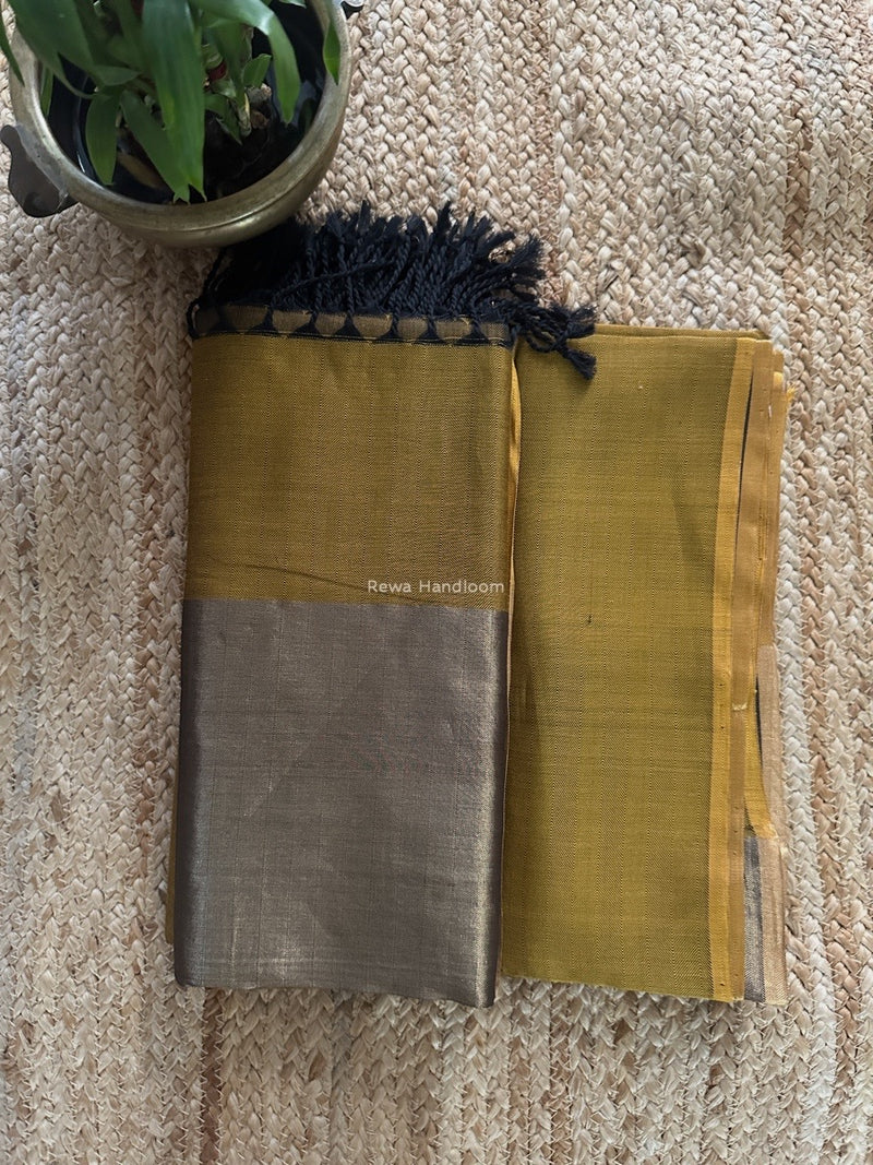 Maheshwari Dark Mustard Yellow Four Pedal Top-Dupatta FPSS06
