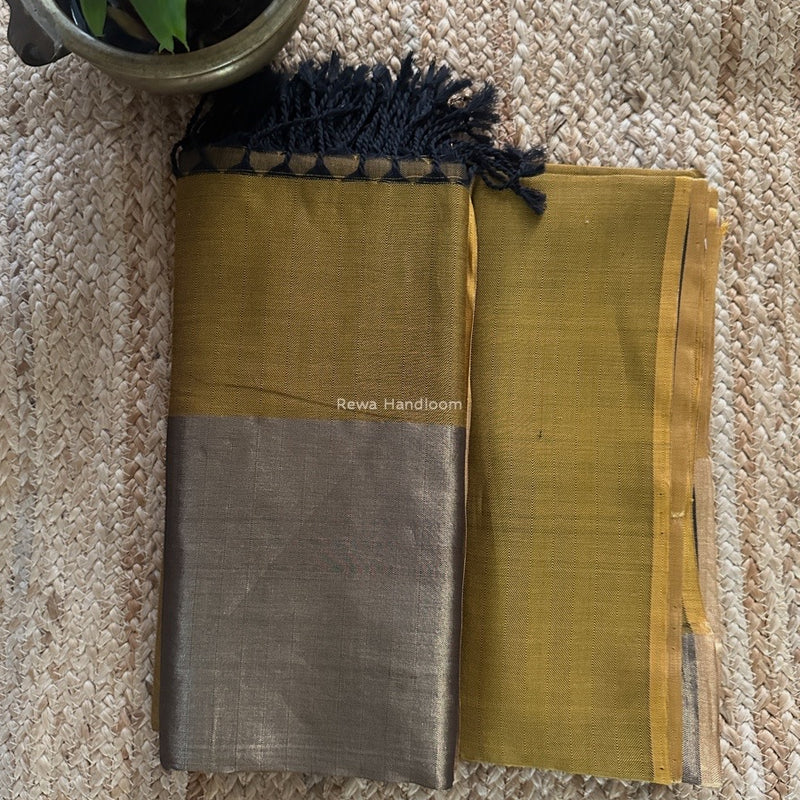 Maheshwari Dark Mustard Yellow Four Pedal Top-Dupatta FPSS06