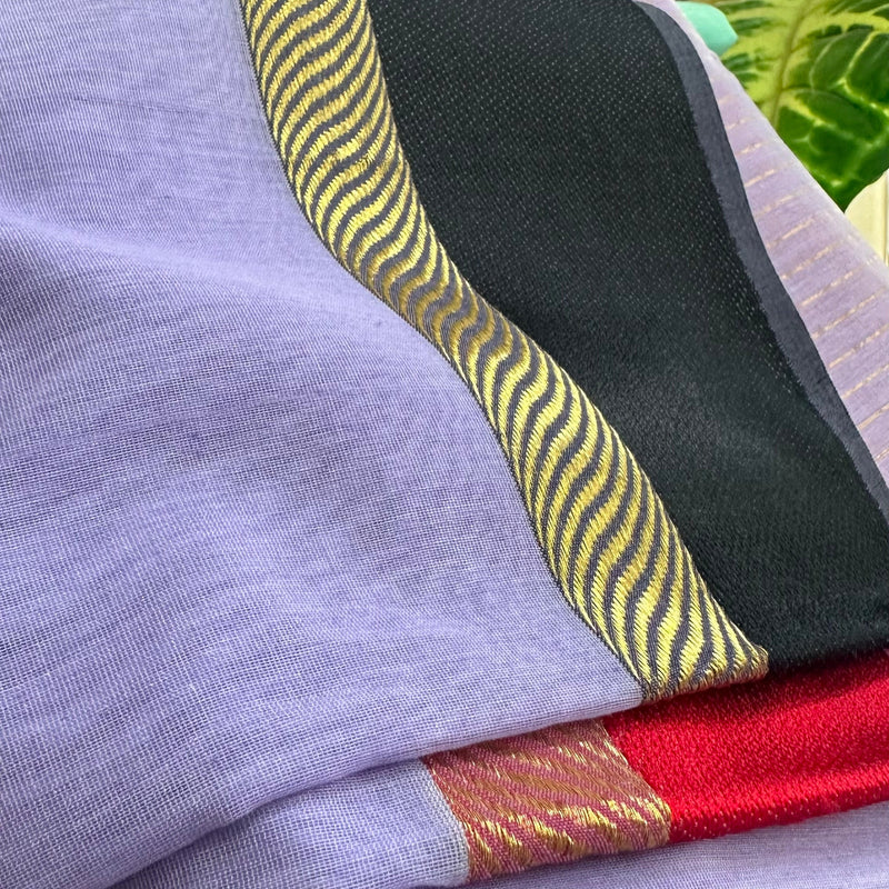 Lavender Ganga Jamuna Maheshwari Saree