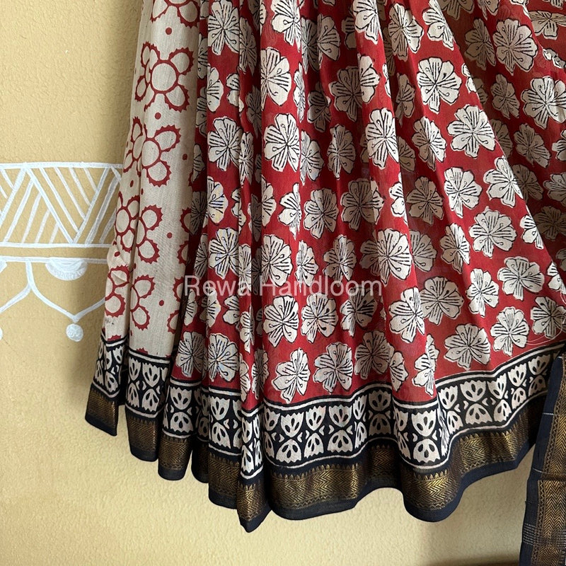 Chanderi Printed Zari Border Saree