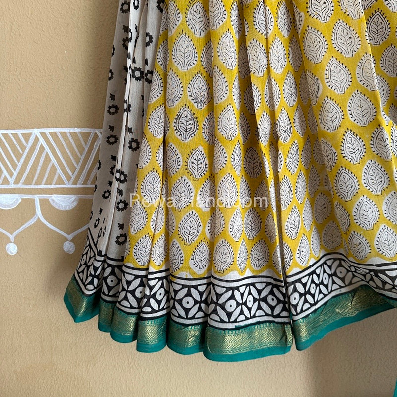 Chanderi Printed Zari Border Saree