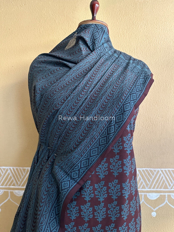 Brown-Rama Green Bagh Print Cotton Suit BCSP0127