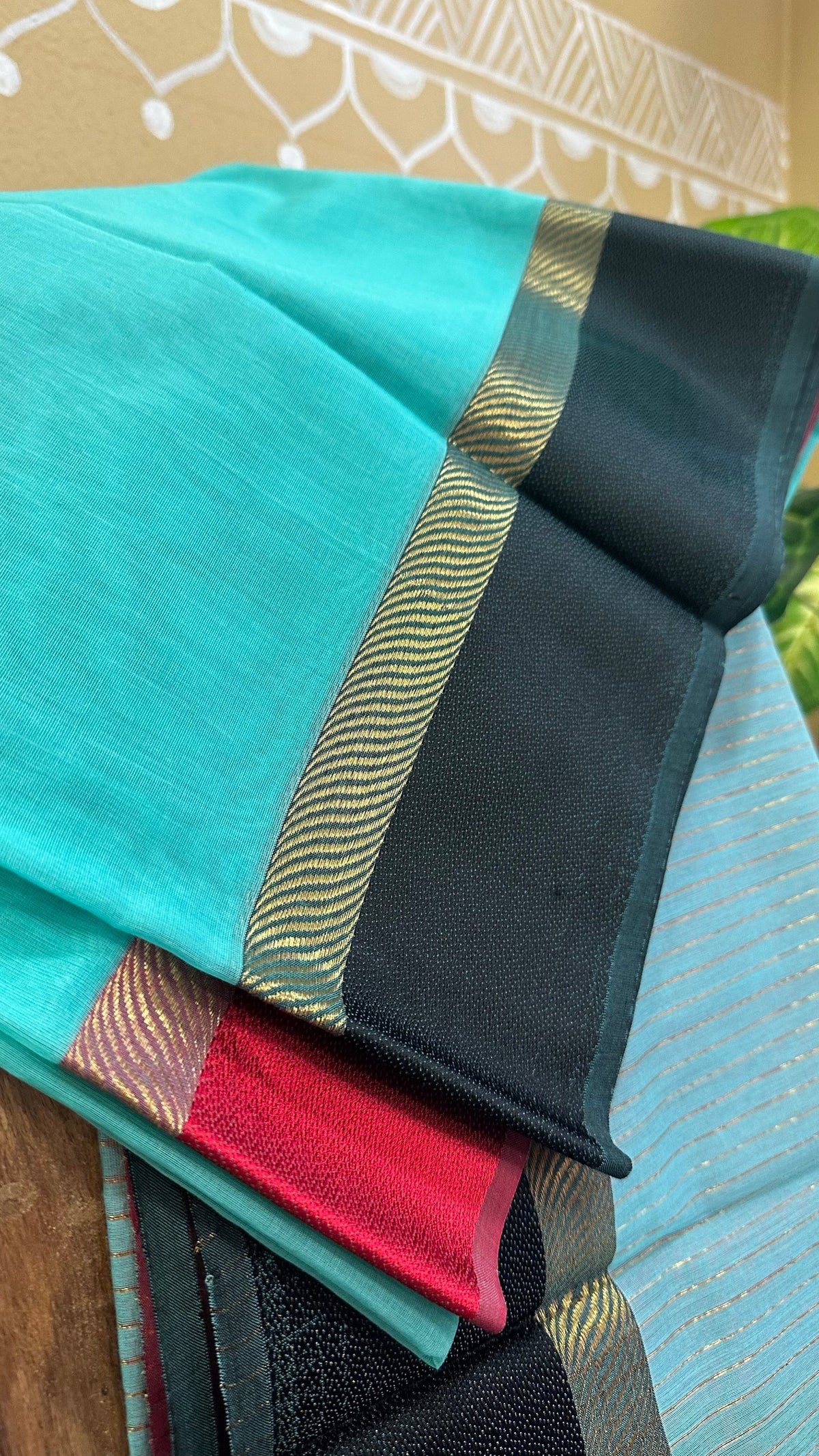 Sea Blue Ganga Jamuna Maheshwari Saree