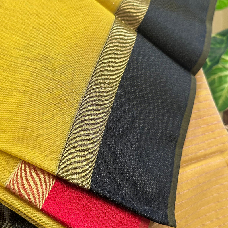 Yellow Ganga jamuna Maheshwari Saree GJ00423