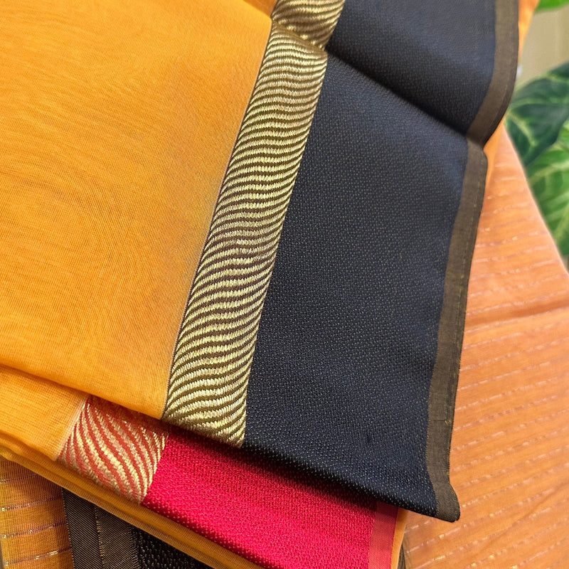 Dark Yellow Ganga Jamuna Maheshwari Saree
