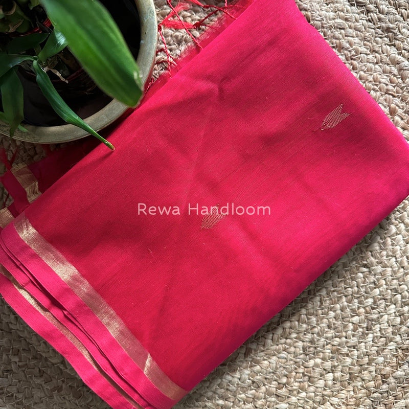 Rani Pink Zari Butti Maheshwari Saree VBS016