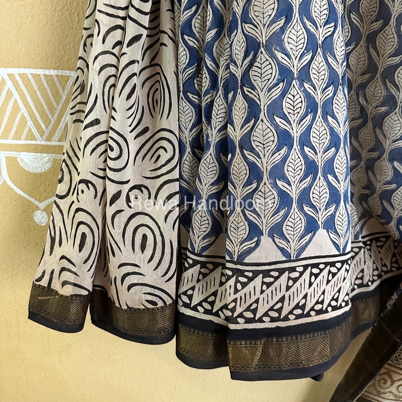  Chanderi Printed Zari Border Saree