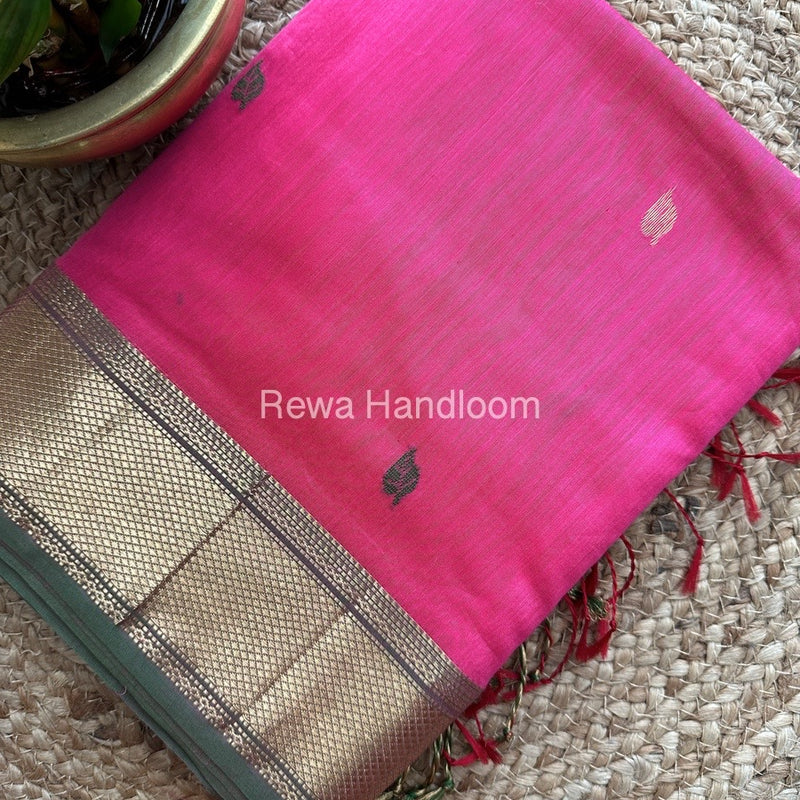  Butta Pallu Zari Border Maheshwari Saree
