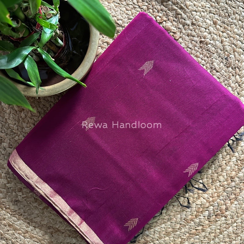 Magenta Zari Butti Maheshwari Saree VBS014