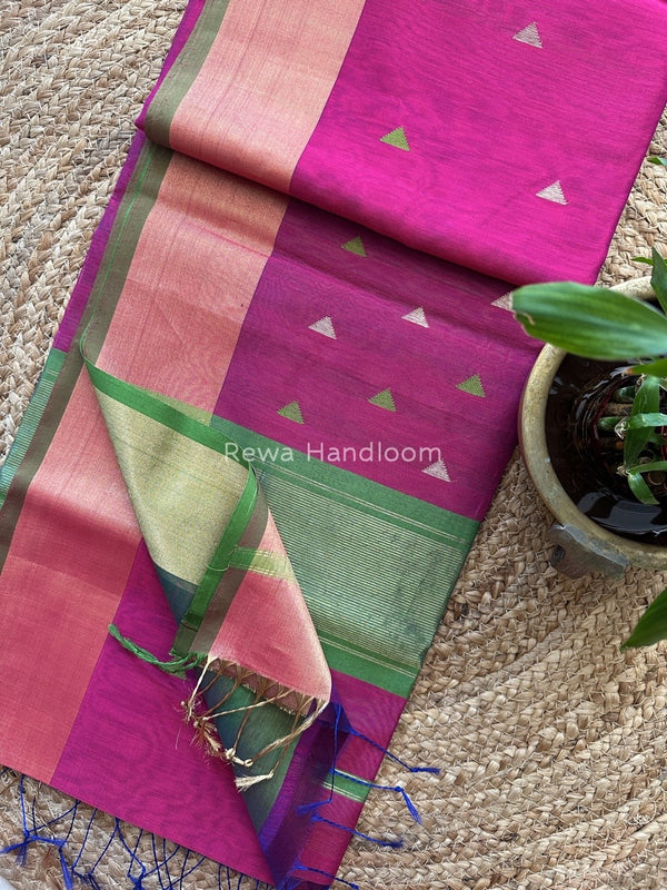  Zari Triangle Butti Maheshwari Saree