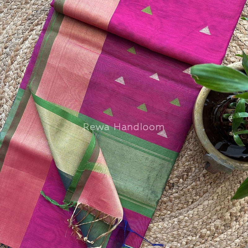  Zari Triangle Butti Maheshwari Saree
