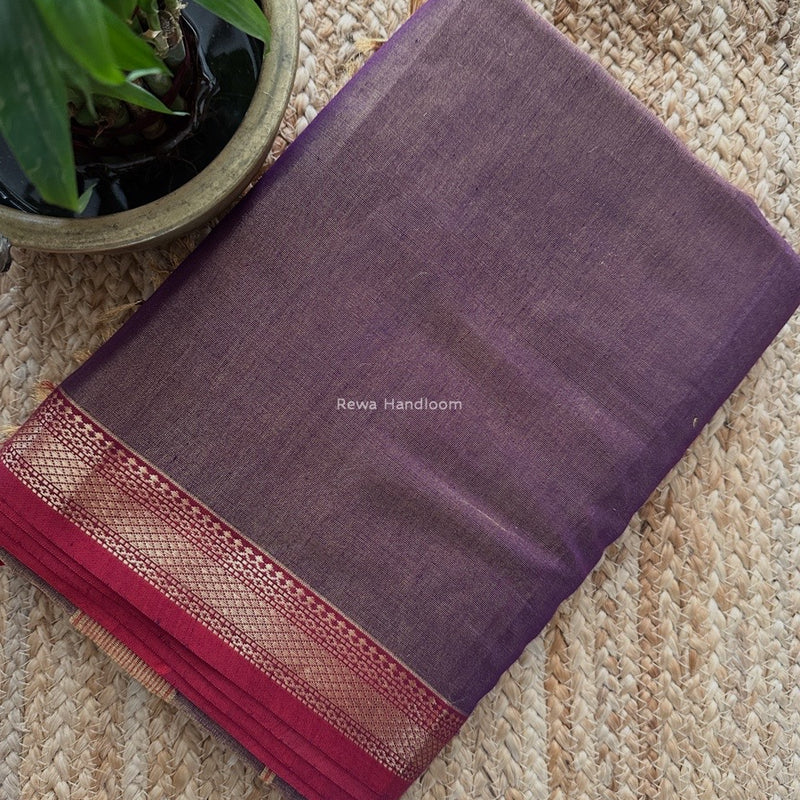 Maheshwari Purple Tissue Silk Saree TB015