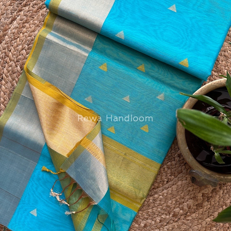  Zari Triangle Butti Maheshwari Saree