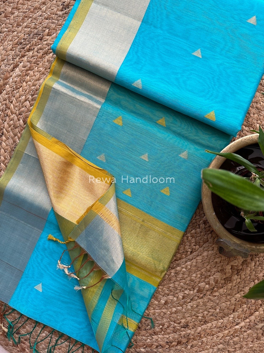  Zari Triangle Butti Maheshwari Saree