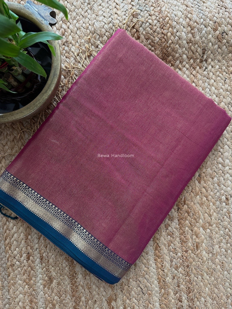 Maheshwari Dark Magenta Tissue Silk Saree TB017