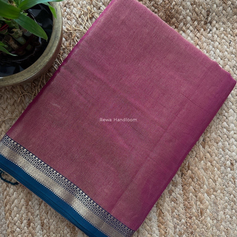 Maheshwari Dark Magenta Tissue Silk Saree TB017