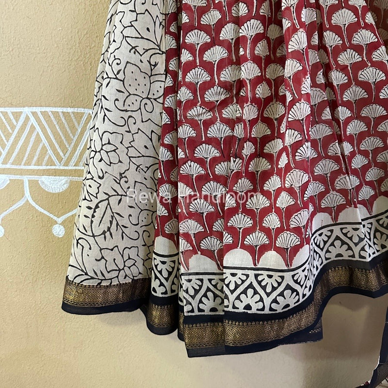  Chanderi Printed Zari Border Saree
