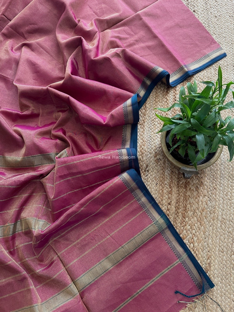 Maheshwari Dark Magenta Tissue Silk Saree TB017