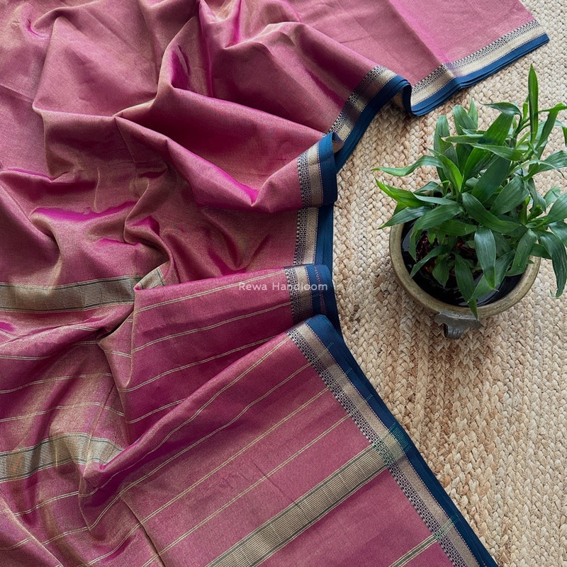 Maheshwari Dark Magenta Tissue Silk Saree TB017