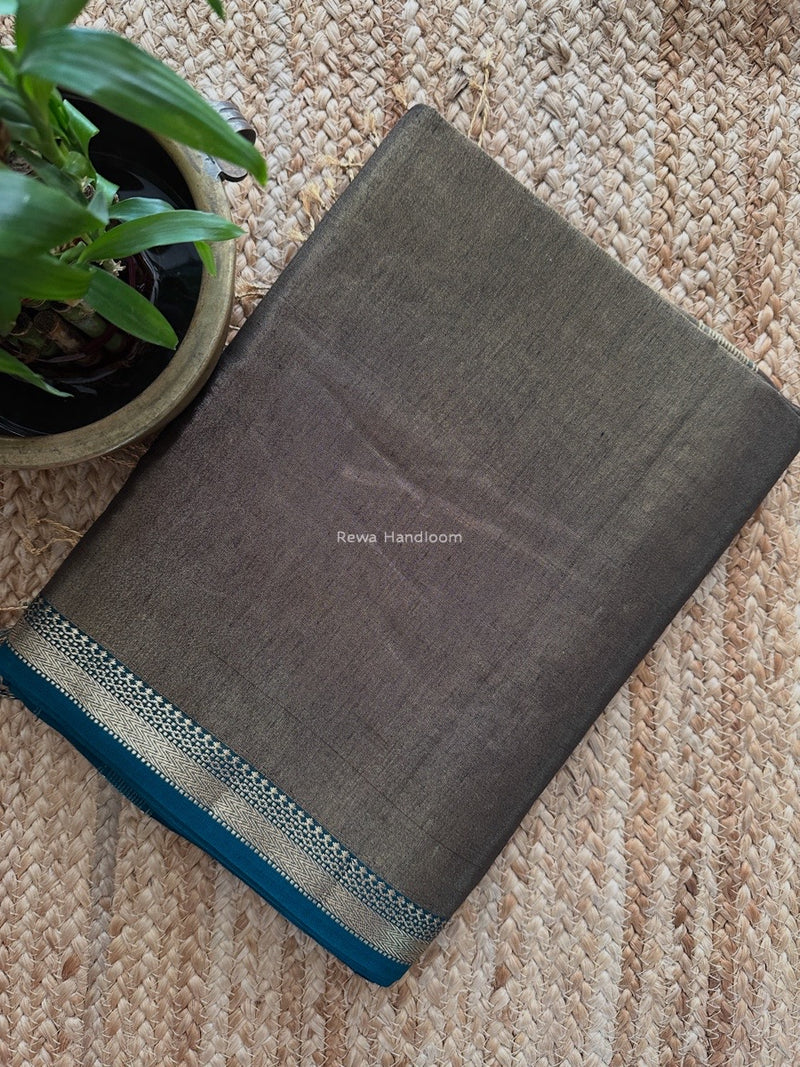 Maheshwari Black Tissue Silk Saree TB024