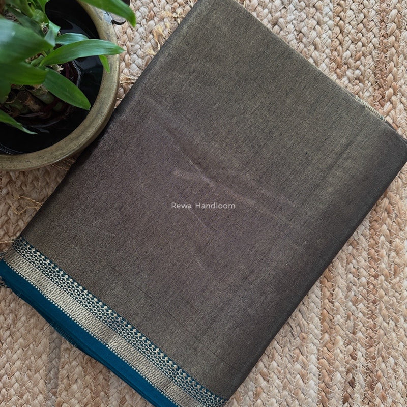 Maheshwari Black Tissue Silk Saree TB024