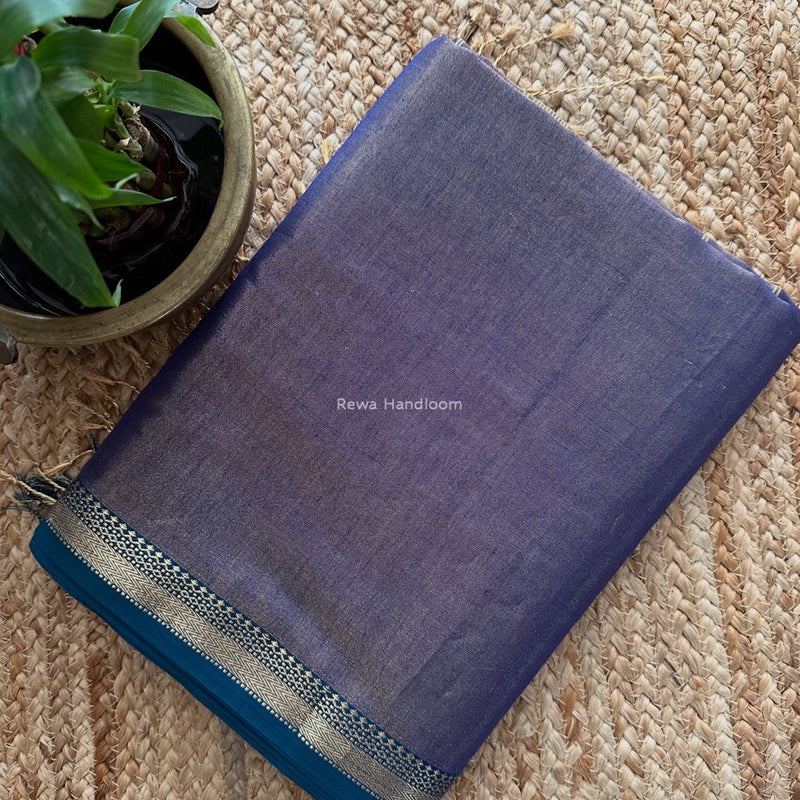 Maheshwari Blue Tissue Silk Saree TB019