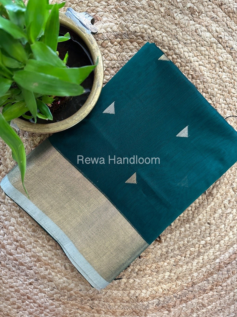 Green Zari Butti Maheshwari Saree SB0104