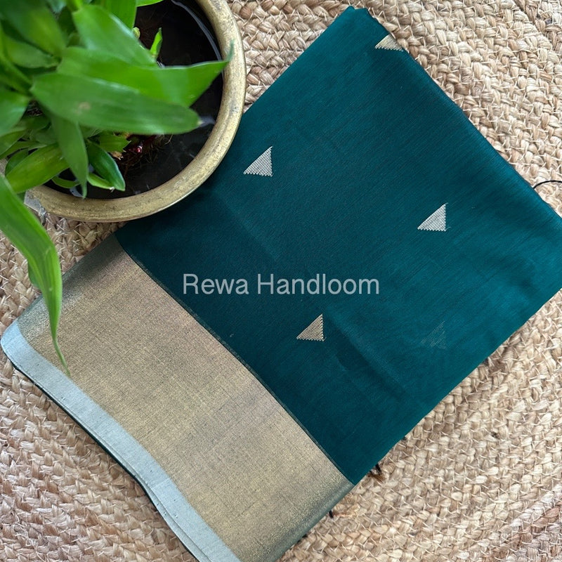 Green Zari Butti Maheshwari Saree SB0104