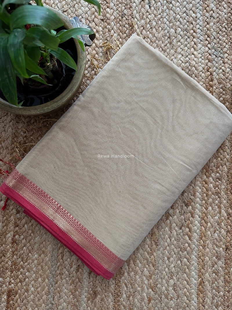 Maheshwari Off White Tissue Silk Saree TB022