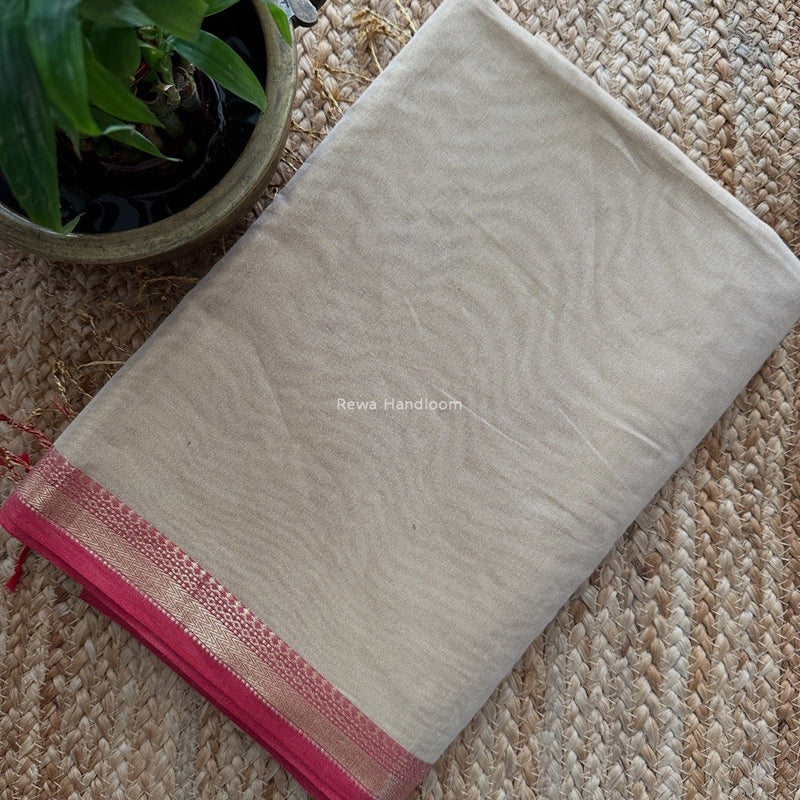 Maheshwari Off White Tissue Silk Saree TB022