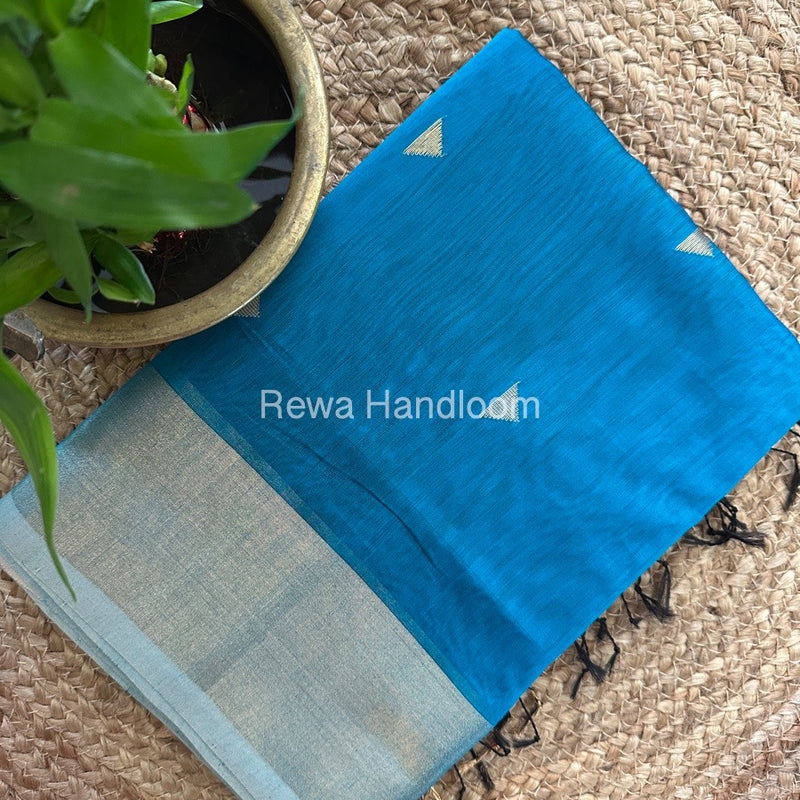Sky Blue Zari Butti Maheshwari Saree SB0114