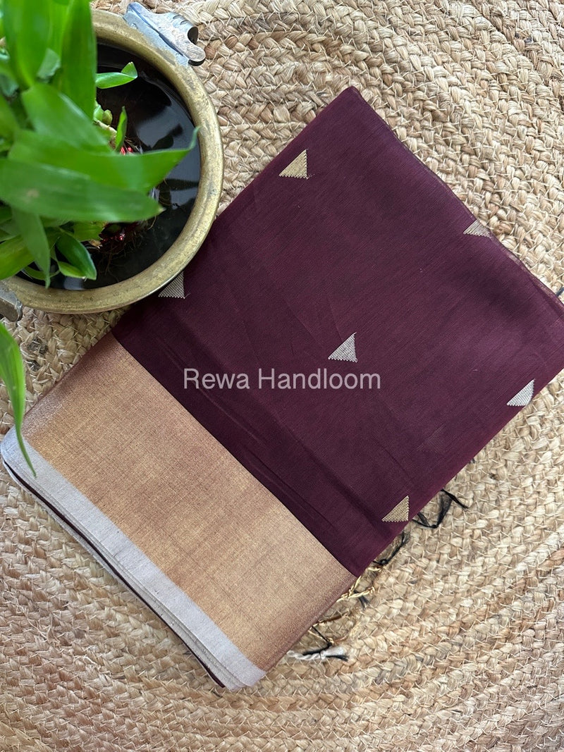 Maroon Zari Butti Maheshwari Saree SB0113