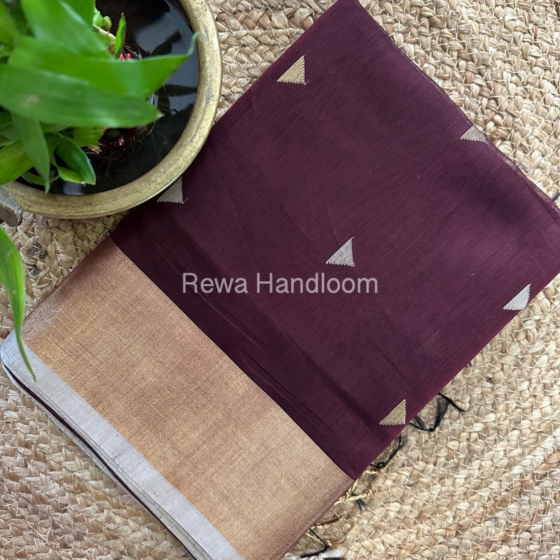 Maroon Zari Butti Maheshwari Saree SB0113