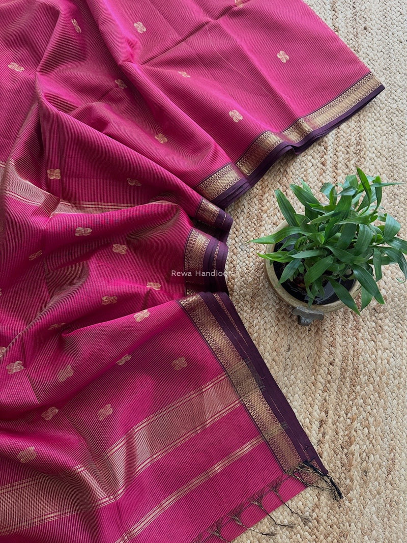 Maheshwari Rani Pink Tissue Butti Saree NFBS01