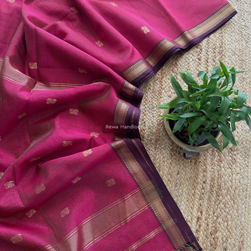 Maheshwari Rani Pink Tissue Butti Saree NFBS01