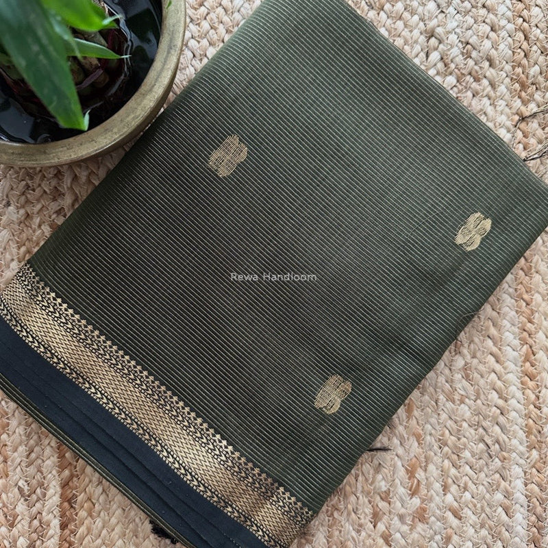 Maheshwari Dark Mehendi Green Tissue Butti Saree NFBS02