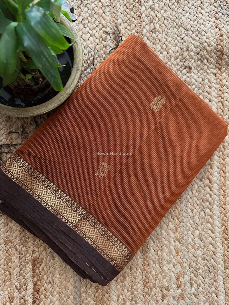 Maheshwari Rust Tissue Butti Saree NFBS03